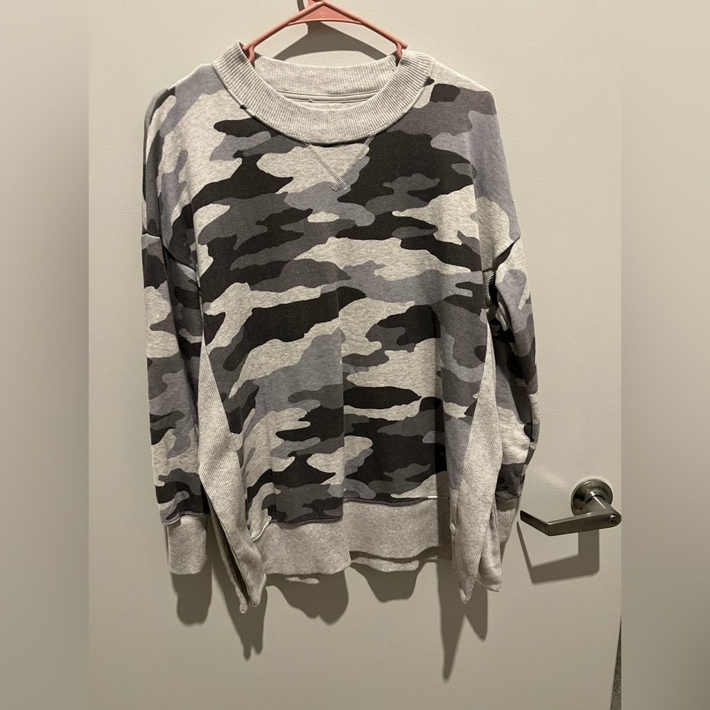 Aerie Grey Camo Crewneck